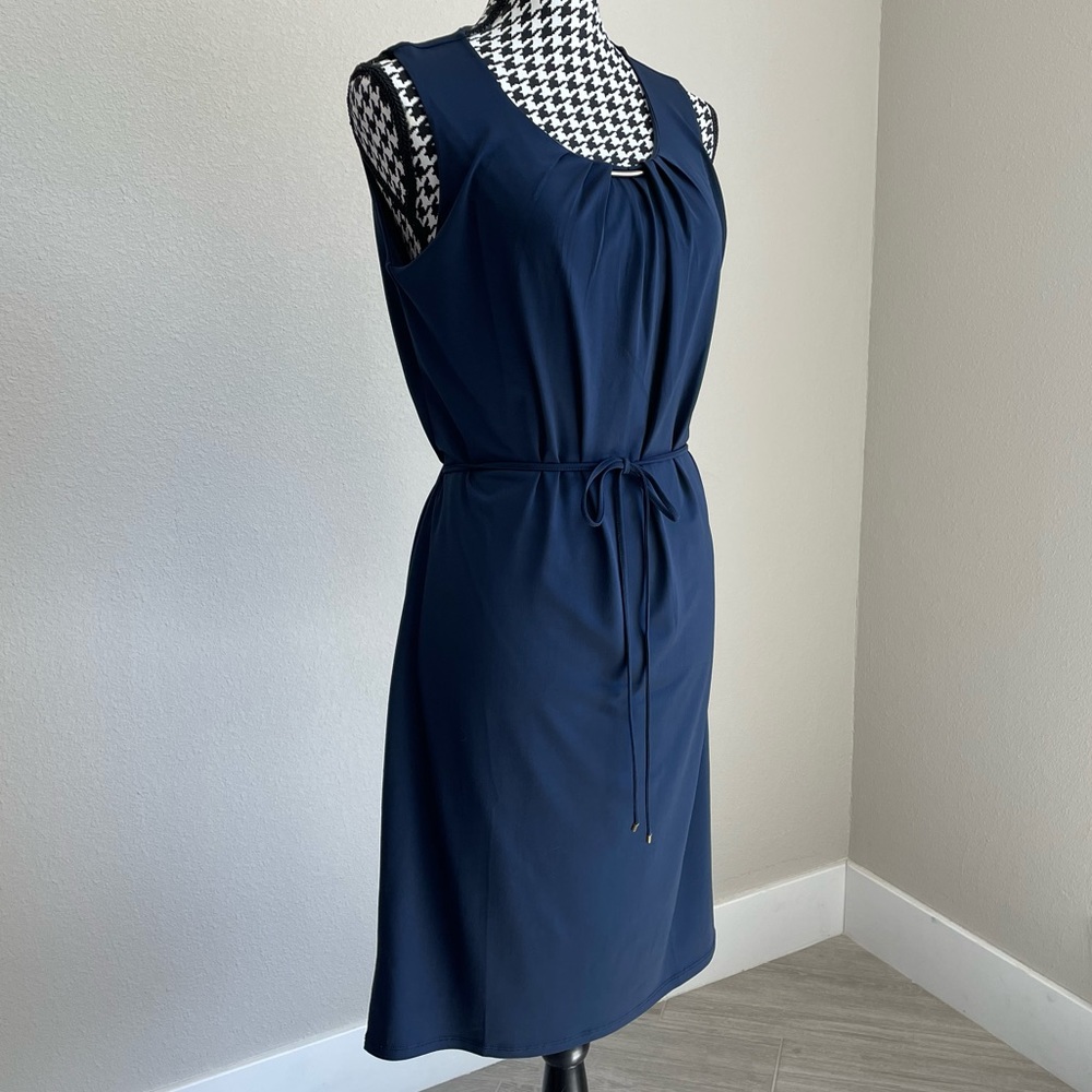 Navy Dress with Gold Accents